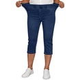 thumbnail image 4 of uublik Womens Capris Jeans High Waisted Straight Skinny Jeans Stretchy Denim Pants with Pockets, Dark Blue, 4 of 6