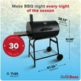 thumbnail image 2 of Grill Boss 30" Charcoal Barrel Grill, Adjustable Grate Large Cooking Area, Black, 2 of 12