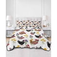 thumbnail image 2 of Twin Quilt Bedding Set, Farmhouse Rooster Reversible Summer Quilt 3 Pieces, Country Watercolor Flowers Wood Grain Lightweight Bedspreads Coverlets with 2 Pillow Shams for All Seasons, 2 of 5