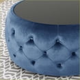 thumbnail image 2 of Ottoman, Modern Glam Button-Tufted Tempered Glass Top | 30x30x14.5 | Dark Blue Velvet, 2 of 8