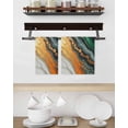 thumbnail image 3 of Teal Orange Marble Hand Towels Set, Waffle Weave Kitchen Towels 2 Pieces, Modern Ink Painting Abstract Microfiber Hair Face Bath Tea Towel Absorbent Quick Drying Cleaning Dish Cloths, 15.7"x23.6", 3 of 7