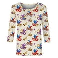 thumbnail image 4 of Ounisa Womens Funny Mardi Gras 3/4 Sleeve Sequins Shirts Tunics 2025 Trendy Holiday T-Shirts Carnival Clothes Sweatshirts, 4 of 8