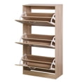 thumbnail image 3 of Kadyn Wooden 3-Drawer Shoe Cabinet for Entryway, White Freestanding Shoe Rack Storage Organizer with 2 Flip Doors, Wood Color, 3 of 9