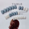 thumbnail image 3 of 24pcs Gray blue marble pattern short false nails round head press on nails with designs, 3 of 7