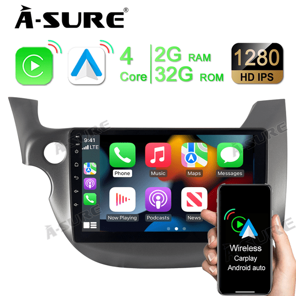 10'' Android 13 2 32GB Car Stereo Radio for Honda Fit Jazz 2009-2013 Support Wireless CarPlay Android Auto GPS WIFI Bluetooth DSP