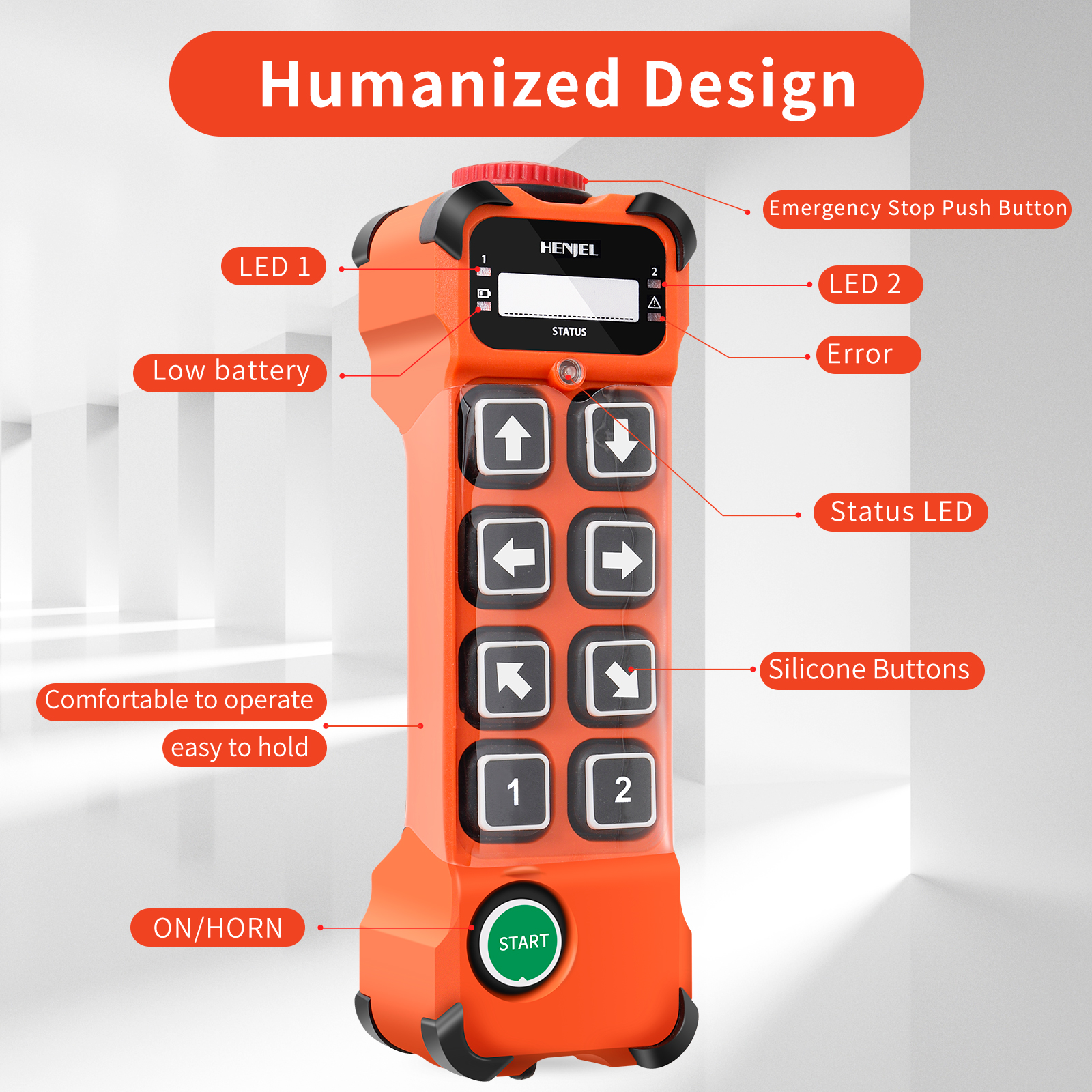 Two Speed 8 Channel Industrial Wireless Crane Radio Remote Control 12-65V 12V 24V DC for Electric Chain Hoist Overhead Bridge Travelling Crane Truck Two Transmitter and One Receiver