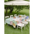 thumbnail image 3 of Outdoor Tablecloth with Umbrella Hole and Zipper, Cute Easter Bunny Rectangle Table Cloth 60x84 Inch Waterproof Tablecloth, Eucalyptus Leaves Colorful Eggs Teal Wooden Picnic Table Cover for Patio, 3 of 7