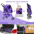 thumbnail image 4 of YRLLENSDAN 3 Wheels Dog Strollers Pet Strollers Cat Strollers with Cup Holder & Removable Liner Waterproof Doggy Stroller for Small Medium Dogs, Purple, 4 of 7