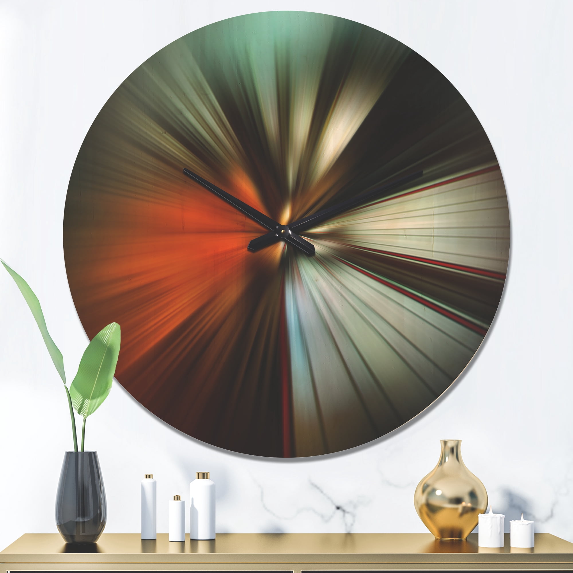 Designart 'Fractal Orange Brown and Gray' Modern Wood Wall Clock