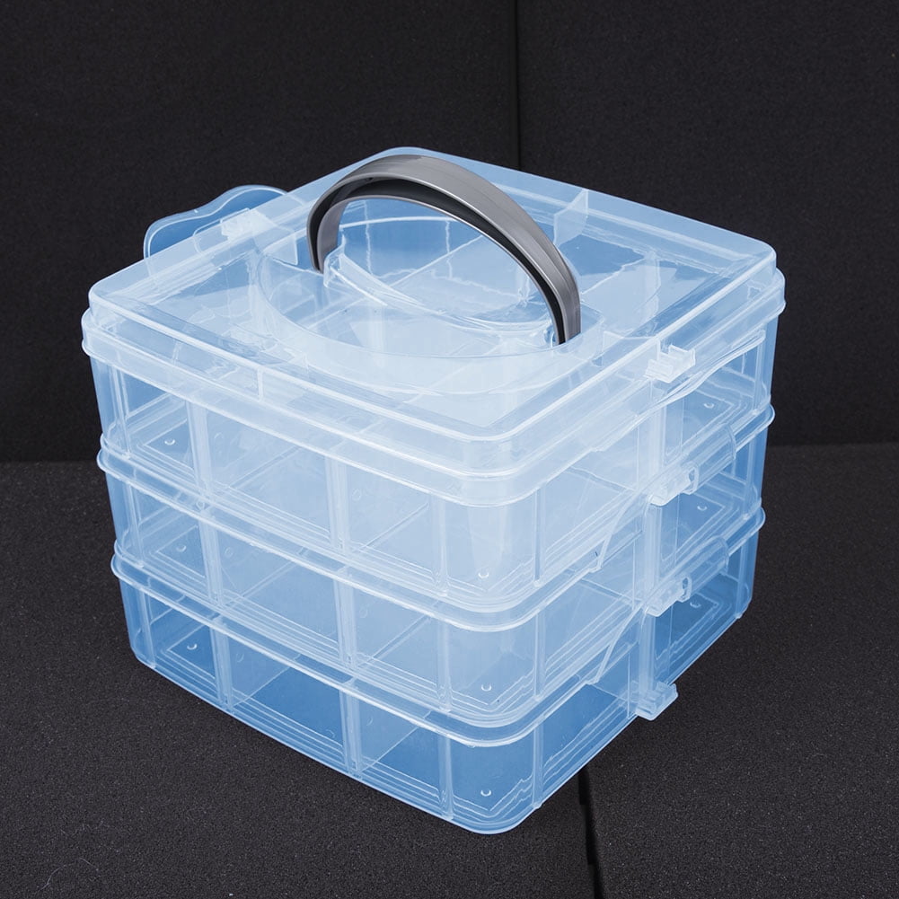 Clear Plastic Jewelry Bead Storage Box 3 Layers Container Organizer
