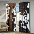 thumbnail image 2 of WNOOHIY Vintage Country Farm White Brown Cow Cowhide Light-Filtering Curtain,39.5" × 87", Set of 2 Panels, 2 of 7