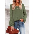 thumbnail image 2 of Chase Secret Knit Sweaters for Women Casual Long Sleeve Crew Neck Crochet Pullover Sweater Loose Lightweight Jumper Tops, 2 of 6