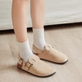 thumbnail image 3 of HSBDNZQ Women's Suede Clogs with Back Strap Men's Cork Footbed Leather Mules Clogs for Women Comfort Memory Foam Slingback Clog Sandals with Adjustable Buckle Slip on Potato Shoes, 3 of 7