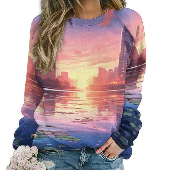 Butterfly Womens Oversized Sweatshirts Hoodies Crewneck Casual Tops Comfy FallWinter Clothes 2024