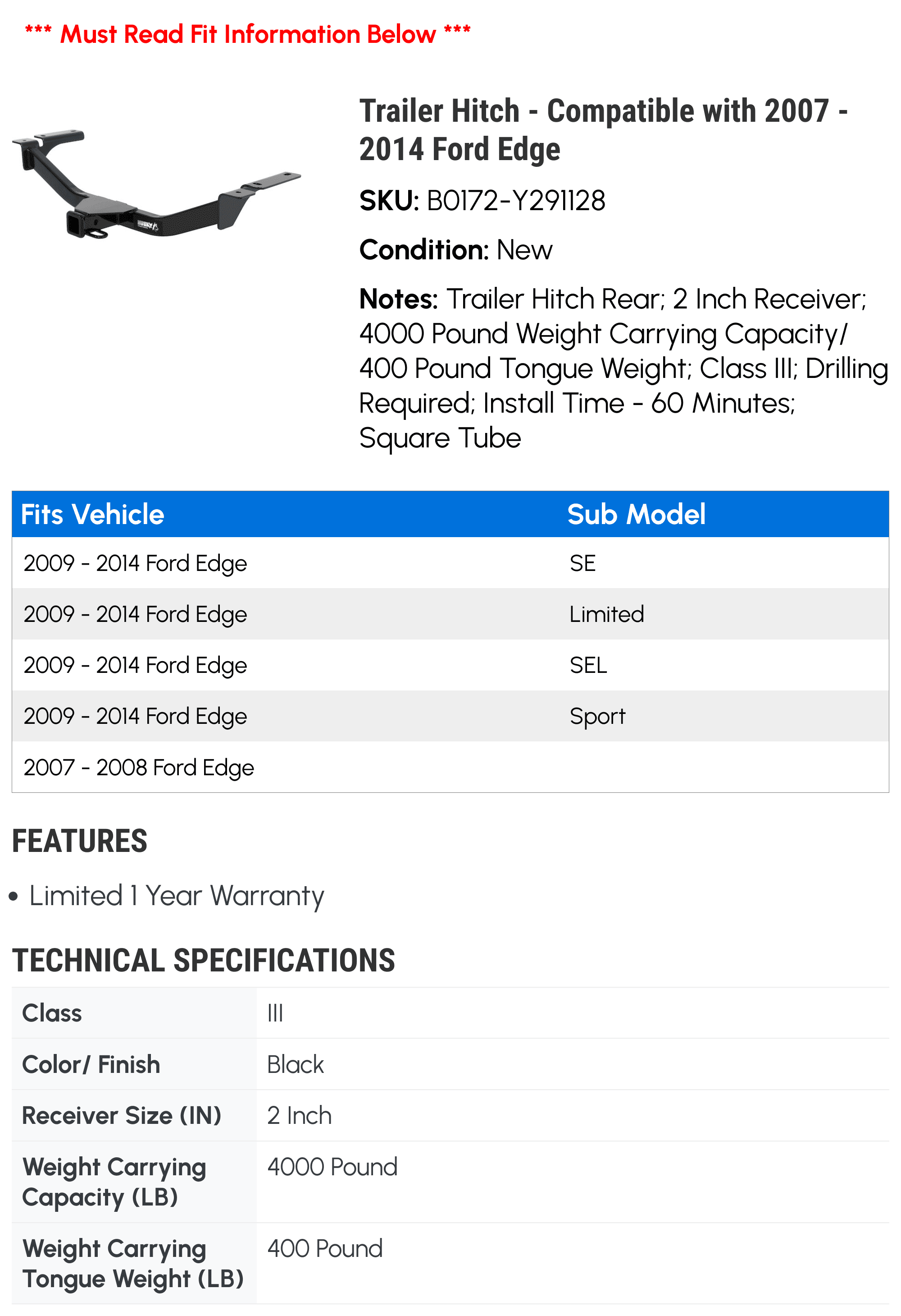 Trailer Hitch 2020 Subaru Outback Draw-Tite 149441-03558538, 60% OFF
