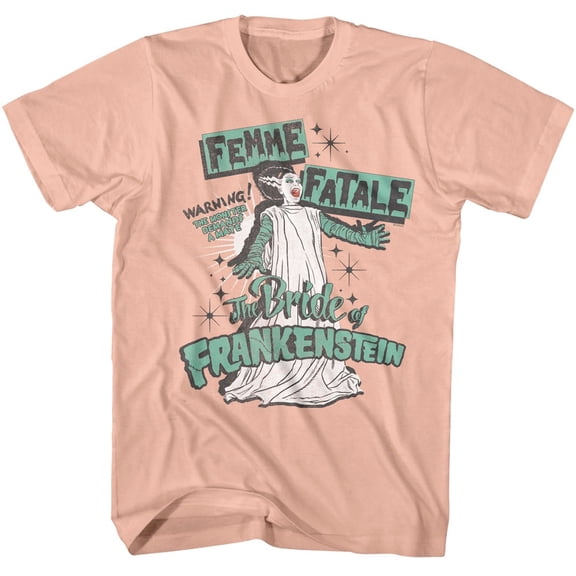 Bride of Frankenstein Femme Fatale Men's T Shirt (Peach, Adult2XL)