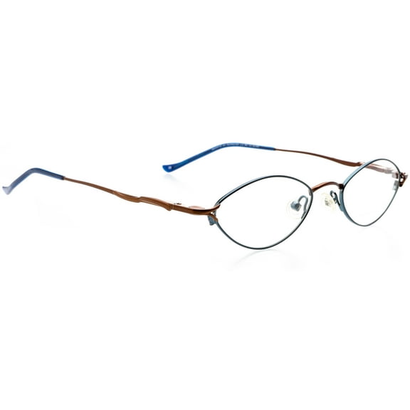 Optical Eyewear - Oval Shape, Metal Full Rim Frame - Prescription Eyeglasses RX, Blue Bronze