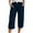 Navy, variant on Bibifish Womens Pants Casual Solid Color Tie Elastic Waist Pocket Capri Sports Pants With Pockets Comfortable Summer Daily Wear Pants With Pockets
