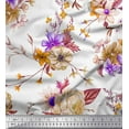 thumbnail image 1 of Soimoi Purple Satin Silk Fabric Leaves & Floral Decor Fabric Printed BTY 42 Inch Wide, 1 of 3