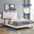 thumbnail image 2 of Platform Bed Frame, Full Size, Pink, Velvet, Modern Contemporary, Bedroom Master Guest Suite Room, 2 of 10