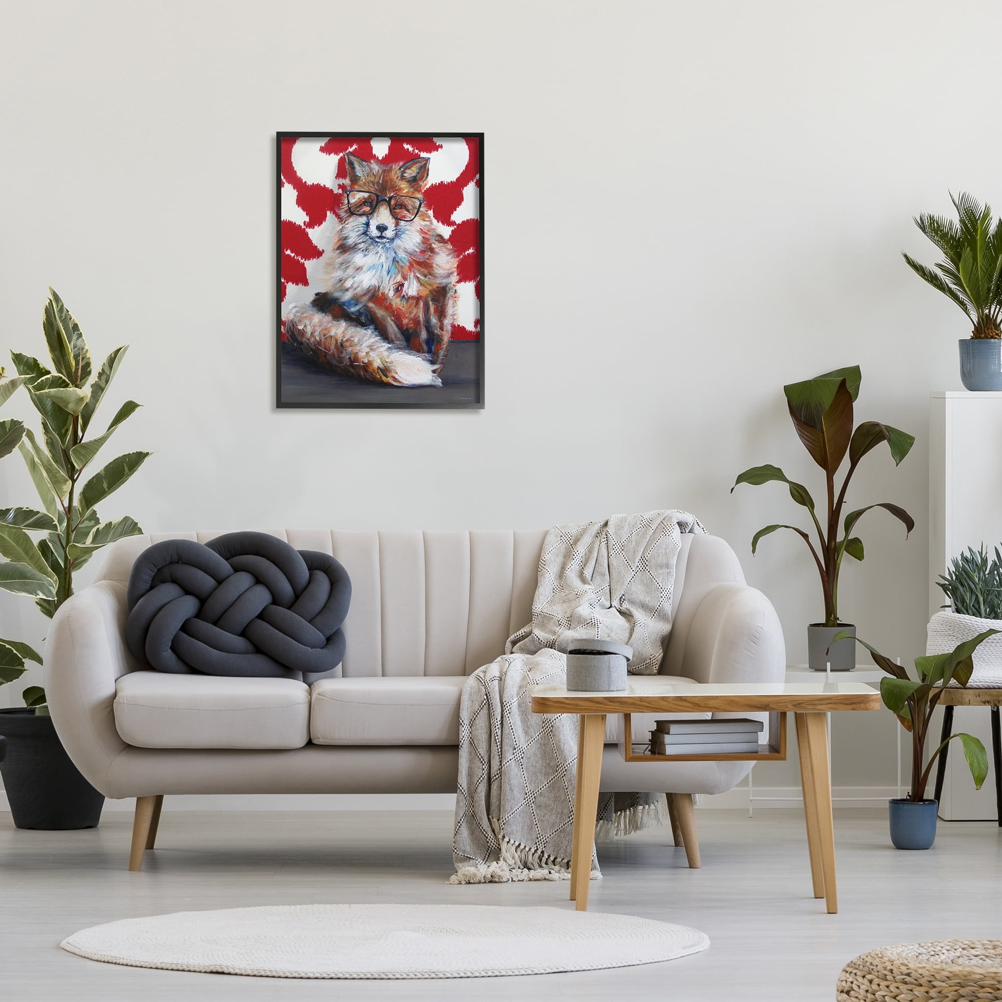 Stupell Industries Red Fox Black Frame Glasses Abstract Pattern Room, 24 x 30, Design by Kamdon Kreations