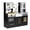 Black, variant on Patiojoy Kids Play Kitchen Set Wooden Cooking Toy with Lights & Sounds Stove Sink Faucet Oven Black