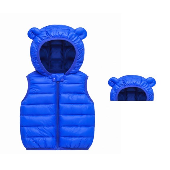 Girls Coat&jacket Baby Boys Girls Hooded Vest Winter Lightweight Sleeveless Bear Ears Zipper Up Jacket