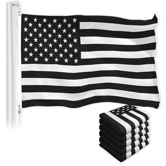 USA Black and White Flag 3x5FT 5-Pack 150D Printed Polyester By G128
