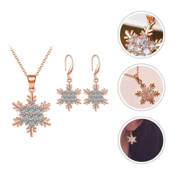 Minkissy 1 Set Women Jewelry Set Elegant Snowflake Necklace for Dancing Party