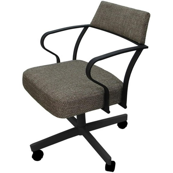 Pemberly Row Swivel Tilt Metal Dining Caster Chair - Brown - Gray Frame