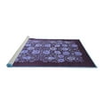 thumbnail image 2 of Ahgly Company Machine Washable Indoor Round Oriental Blue Industrial Area Rugs, 7' Round, 2 of 4