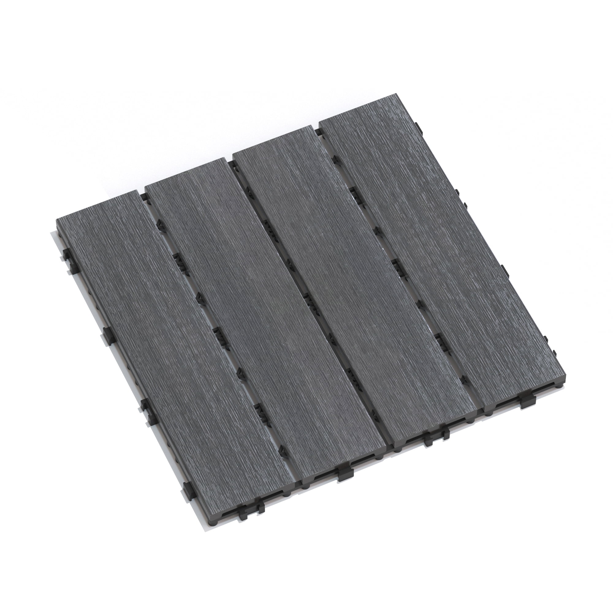 Patio Deck Tiles, Pack of 22 DIY Interlocking Wood Plastic Flooring Tiles for Porch Balcony Backyard Outdoor Yard, Ash