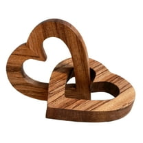 Yesbay Wooden Heart Ornament Intertwined Hearts Love Memorial Gift Interlinked Heart Couples Keepsake for Anniversary Valentine Day Gift