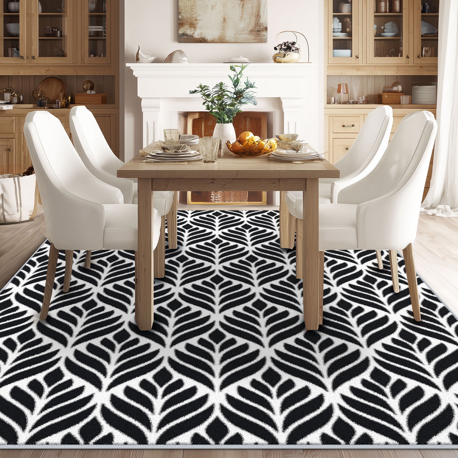 Curtilage Washable Area Rugs for Living Room, 6'x9' Washable Indoor Rugs, Abstract Non-Slip Soft Low Pile Stain Resistant Carpet for Bedroom, Office