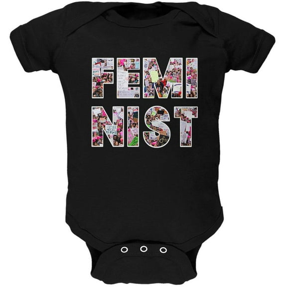Feminist Women's March Soft Baby One Piece Black 3-6 M
