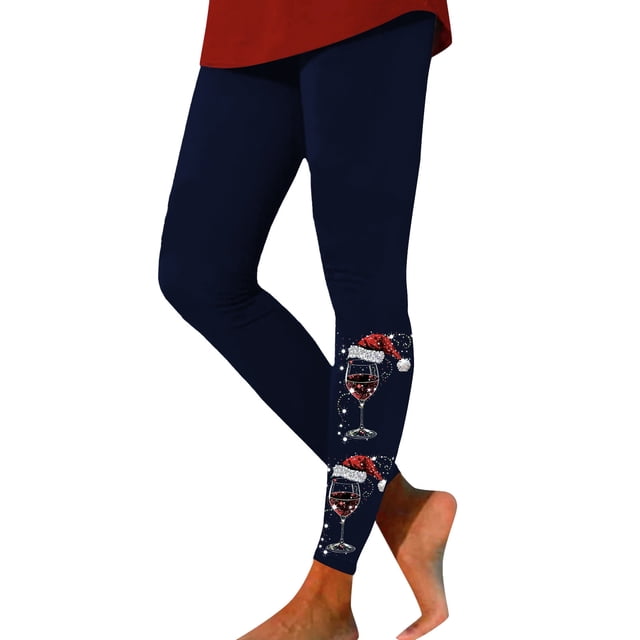 WILLBEST Leggings con Estampado Navideño para Mujer, Pantalones de Yoga de Cintura Alta, Mallas Brillantes para Hacer Ejercicio, Correr, Cómodos Y Elásticos Grande