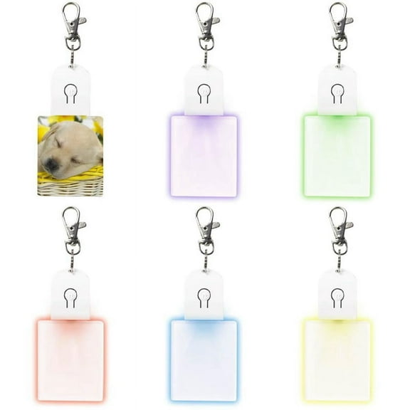 6 Pcs Sublimation Blank Keychains Heat Transfer Printing LED Acrylic KeyChains Lighted Keyrings Pendant, Rectangular