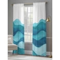 thumbnail image 4 of Teal Blue Sheer Curtains for Living Room Bedroom, Light-filtering Sheer Curtain, Ombre Ocean Wave Abstract Watercolor Modern Art Rod Pocket Voile Window Treatment Drapes, 52’’Wx108’’L, 2 Panels Set, 4 of 7