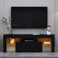 thumbnail image 2 of Stylish Black TV Stand , 51" Modern TV Stand Cabinet with RGB LED Light , Flat Screen TV Cabinet , Media Game Console Table, TV Table Stands for Lounge Room, Living Room and Bedroom, Black, 2 of 9