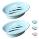 thumbnail image 1 of 2-pack tvålkopp, tvålkoppar av plast, halkfri tvållåda, tvålhållare, dusch med droppbricka, lättrengörande tvålsparare, (blå), 1 of 5