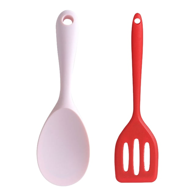 Los utensilios de cocina del silicón fijaron (2 pedazos), herramientas de cocinar, temperatura alta resistente, caja fuerte del lavavajillas