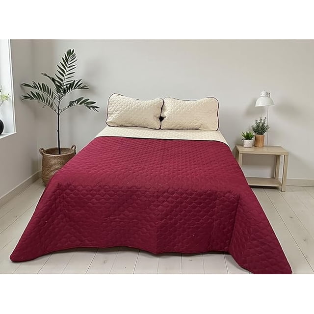 Edredón Ligero Individual Doble Vista Con Funda de Almuada Tinto - Champan