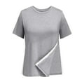 thumbnail image 5 of Daznico Women's Asymmetrical Hem Tee, Crew Neck Short Sleeve Casual Everyday Top,S, 5 of 5