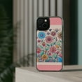 thumbnail image 3 of DistinctInk Clear Hybrid Case for Apple iPhone 13 Mini (5.4" Screen) - Playful Cartoon Spring Flowers on Pink - Raised Bezel Screen Guard, 3 of 8