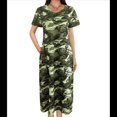 thumbnail image 3 of Vestido Camisero Informal de Verano para Mujer, Holgado, de Corta, Estilo Camuflaje, con Bolsillo Verde S, 3 of 8