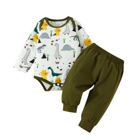 

KI-8jcuD Baby Boy Formal Outfits Summer Boys Girls Long Sleeve Cartoon Dinosaur Printed Romper Bodysuit Pants Outfits 7 Clothes Gab Boys Sweat Suit Shirt Baby Organic Clothes Boy Summer Clothes For