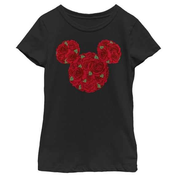 Girl's Mickey & Friends Mickey Mouse Rose Silhouette Graphic Tee Black X Small