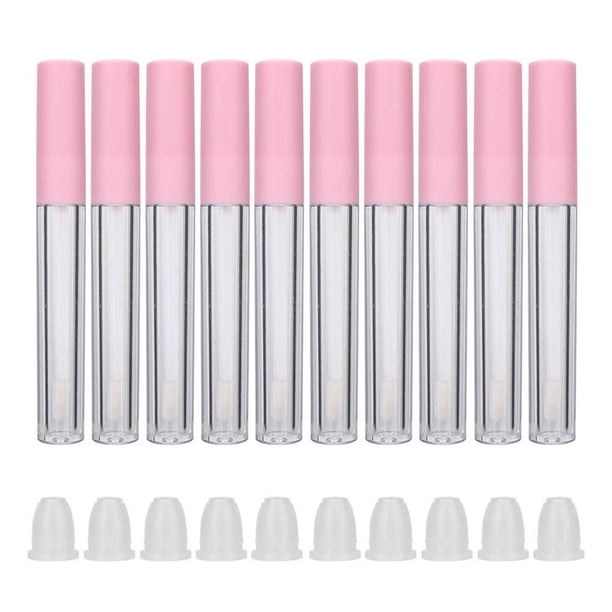 Botella De Brillo De Labios Recargable Diy Tubo De Bálsamo Labial Vacío Contenedor Herramienta De Maquillaje Accesorio (2,5 Ml/Pc) (Tapa Rosa (Cuerpo De Botella Transparente)) 10 Uds Vogacara CE002657-00