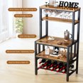 thumbnail image 6 of AWQM Kitchen Bakers Racks with Storage, 5-Tier Microwave Stand with Wine Rack, Freestanding kitchen storage Shelf, Walnut, 6 of 9