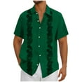 thumbnail image 2 of Zylanna Men's Hawaiian Shirts, Turndown Collar Short Sleeve Quickly Dry Casual Summer Beach Button Down Shirts Army Green Size 4XL, 2 of 5